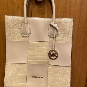 Michael Kors light pink Croc-Embossed Tote Bag